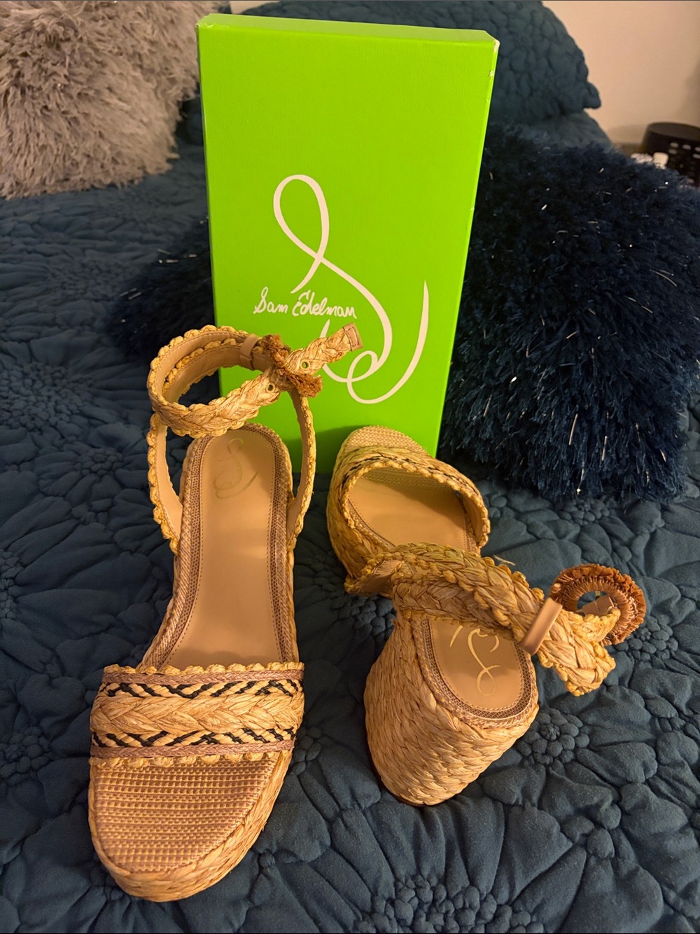 Like new Sam Edelman Natural Braided Wedge Sandals